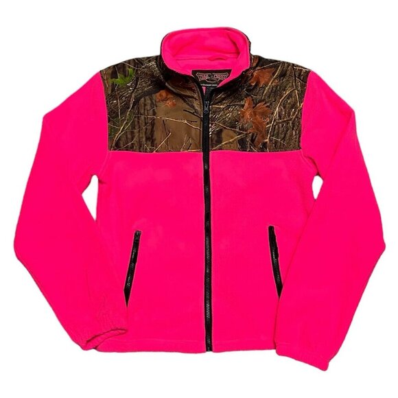 Trail Crest CAMO FLEECE Pink Wood Forest Hunting Outdoor Light Jacket Womens Med - Picture 1 of 5
